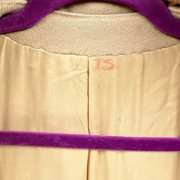 VTG 60s Swing Coat M/L Union Fur Wool Boho 70s Y2K Glam Cream Event Old Money US - Picture 13 of 16